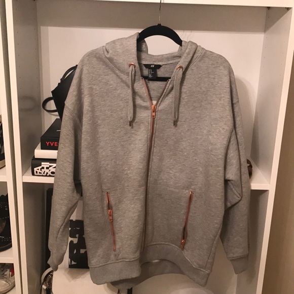 H&M Jackets & Blazers - H&M Gray Hooded Zip Up Jacket Sz M